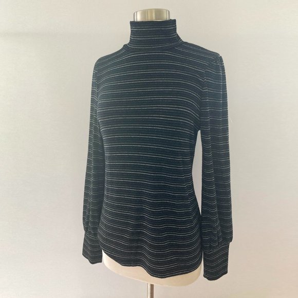 CJ. CREW Metallic Stripe Turtleneck Sweater , M - Picture 4 of 10